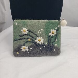 Wool Zip Pouch Bag Handmade